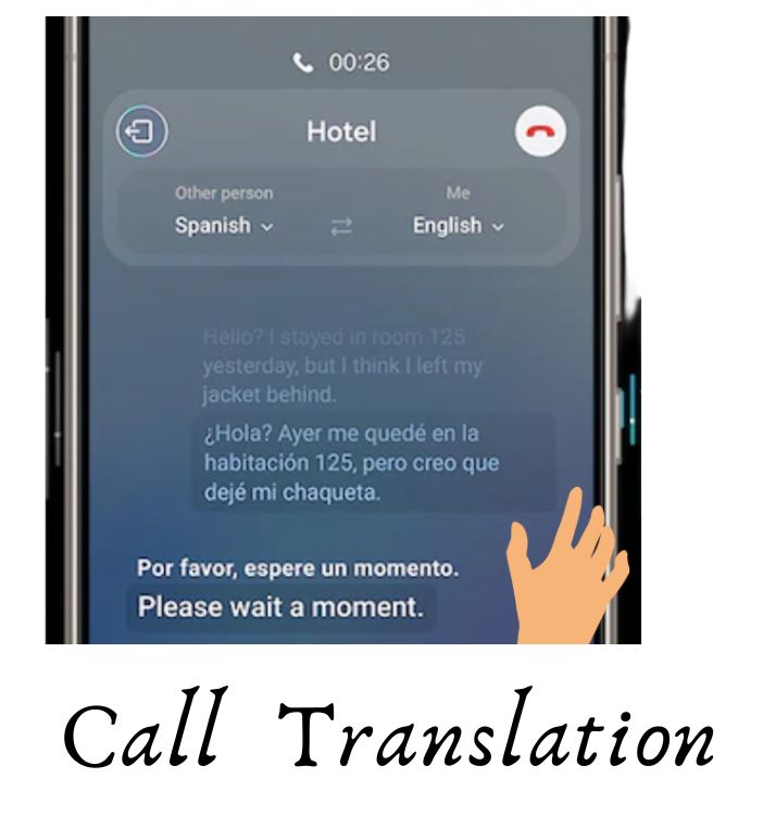 "Image shows live phone translation of Galaxy S24 Ultra"