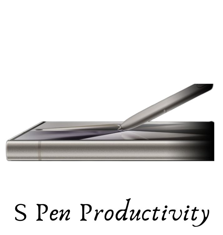 " Image of the S pen on  top of S24ultra screen"