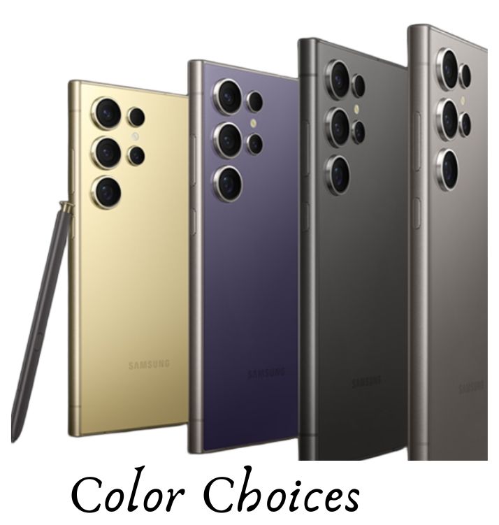 "Image of color choices of the S24 Ultra "