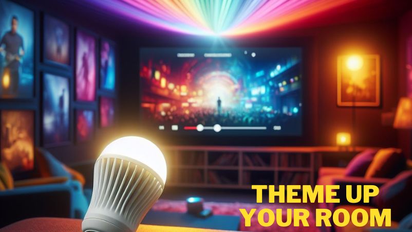 image  of a colored themed room by a smart bulb