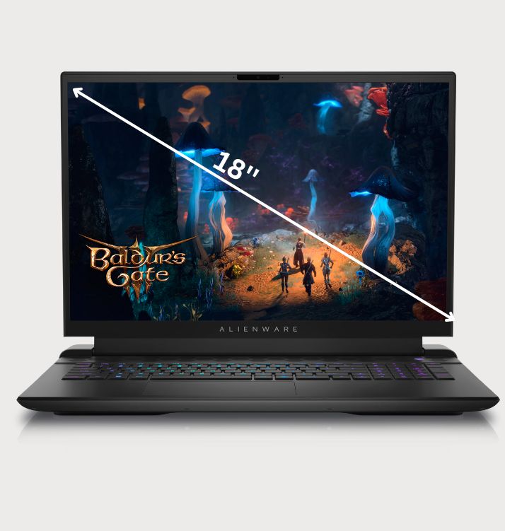 "image of the screen size of Alienware m18r2 and m18" 